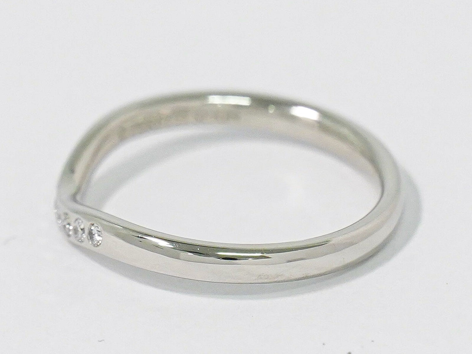 Tiffany & Co. Elsa Peretti Curved Wedding Band Platinum With Diamonds Clear Platinum Ring Jewelry (Pre-Owned)