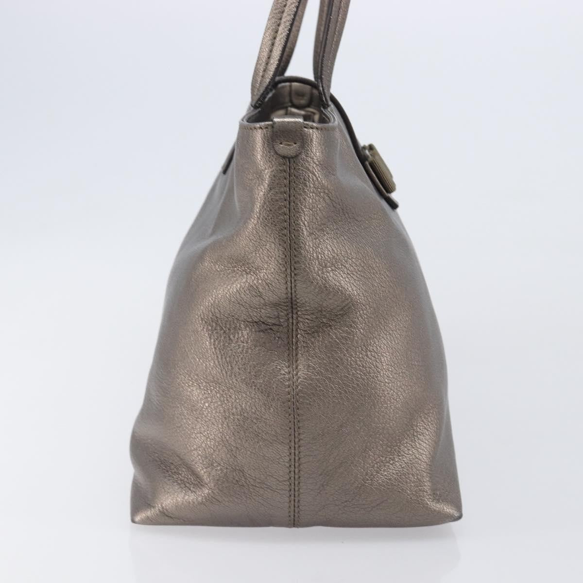Salvatore Ferragamo Vala Tote Leather Silver Leather Tote Bag Bag (Pre-Owned)