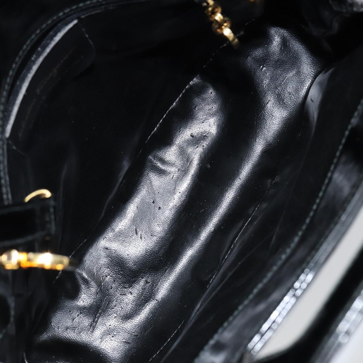 Salvatore Ferragamo Wanda Patent Leather Black Patent_Leather Handbag (Pre-Owned)