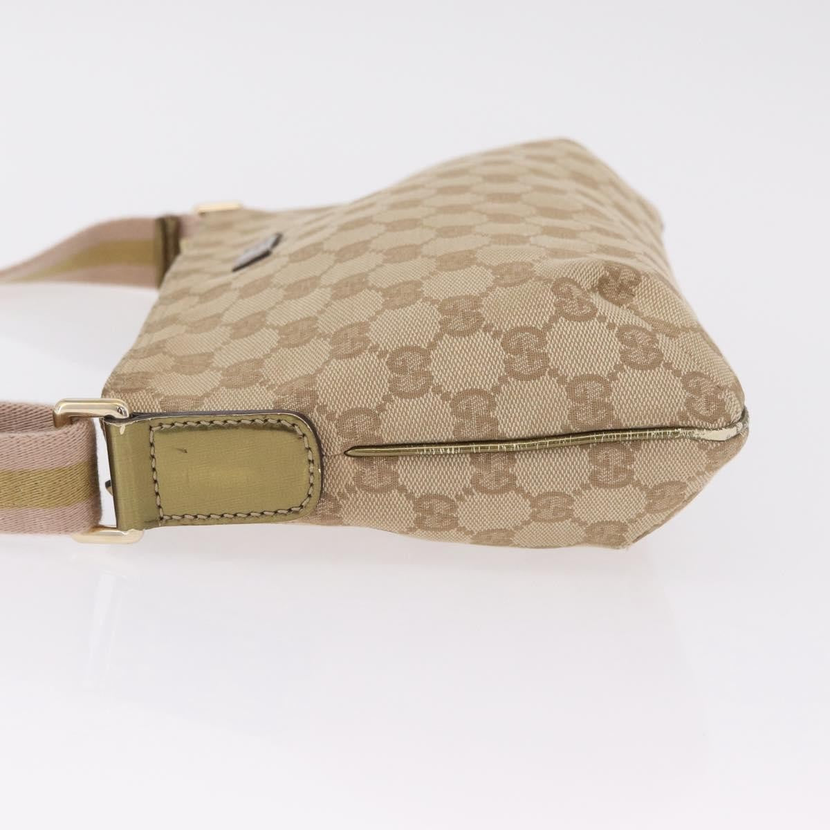 Gucci Web Strap Messenger Gg Coated Canvas Beige Canvas Handbag (Pre-Owned)