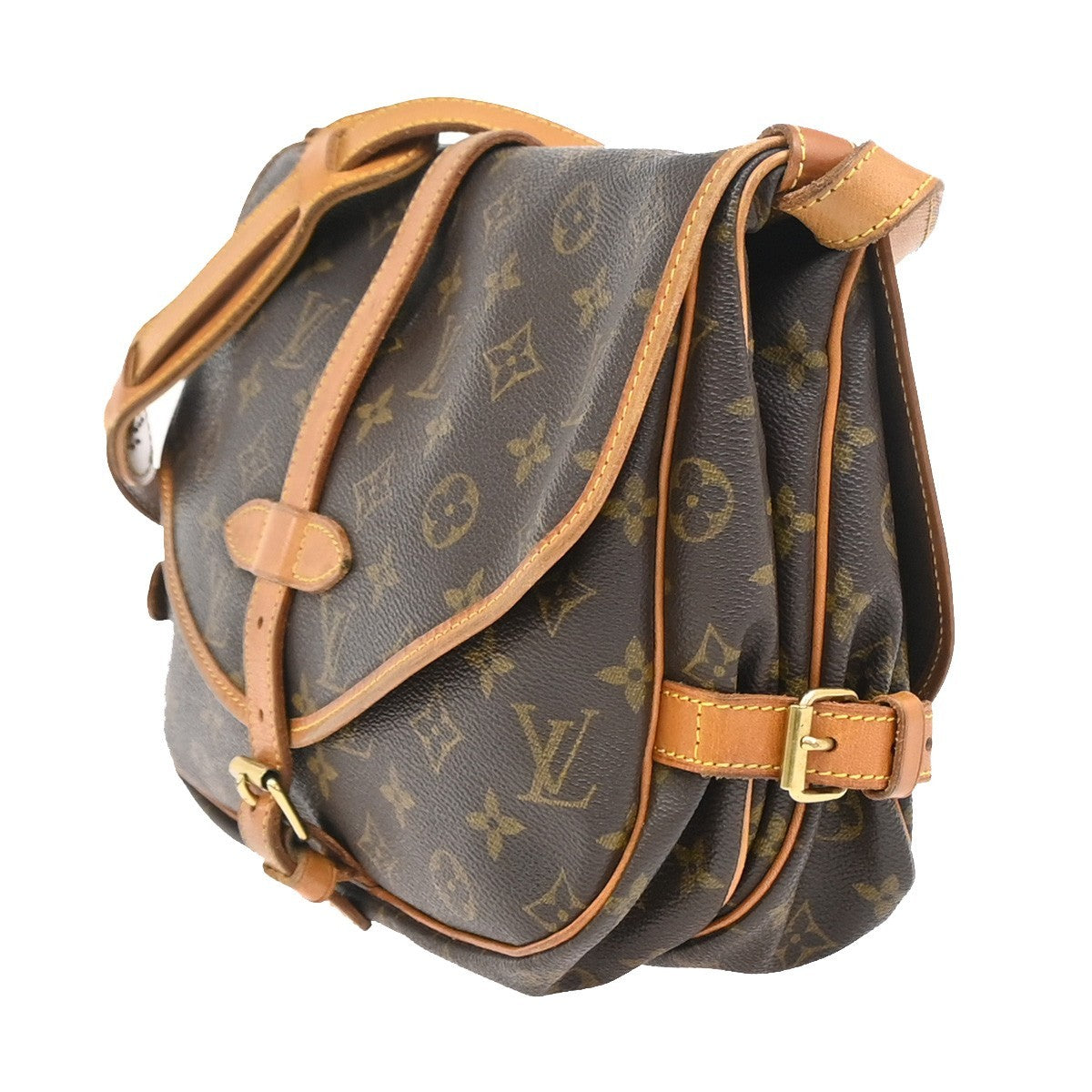 Louis Vuitton Saumur Monogram Brown Leather Shoulder Bag Bag (Pre-Owned)