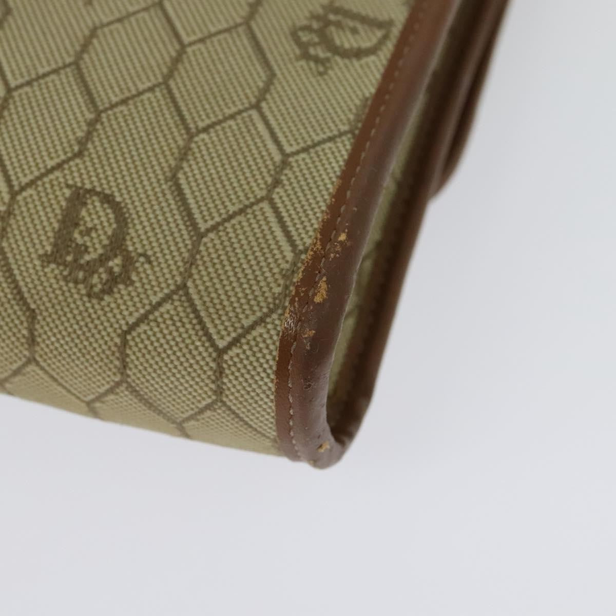 Christian Dior Vintage Honeycomb Chain Canvas Beige Canvas Bag (Pre-Owned)