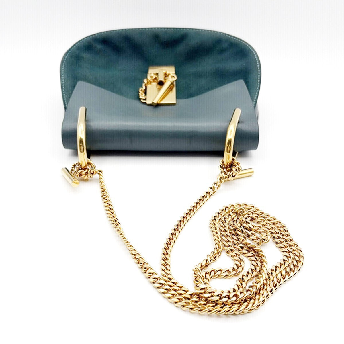 Chloe Drew Crossbody Bag Leather And Suede Blue Suede Crossbody Bag Bag (Pre-Owned)