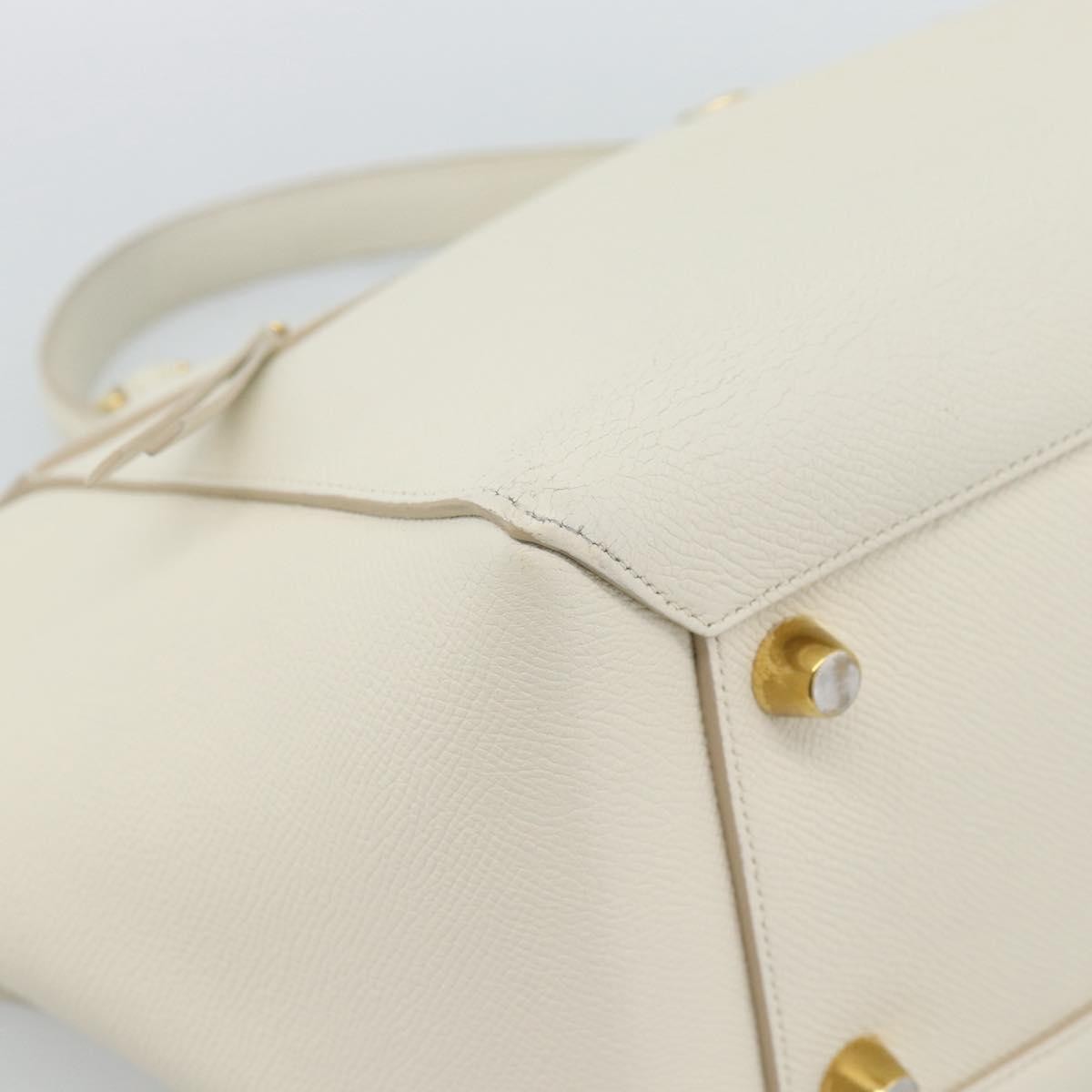 Celine Belt Textured Leather White Leather Handbag (Pre-Owned)