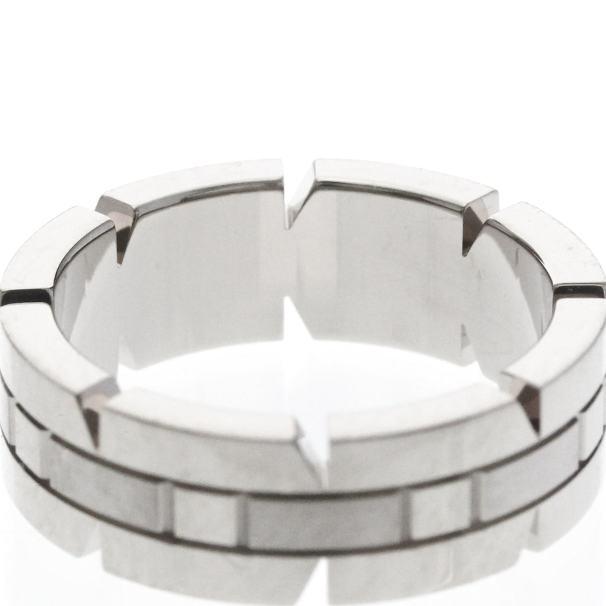 Cartier Tank Francaise 18K White Gold Silver White_Gold Ring Jewelry (Pre-Owned)