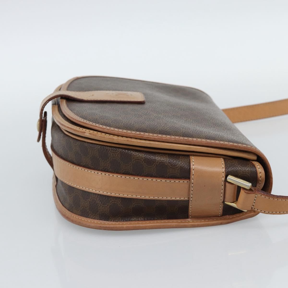 Celine Vintage Macadam Canvas And Leather Brown Canvas Shoulder Bag Bag (Pre-Owned)