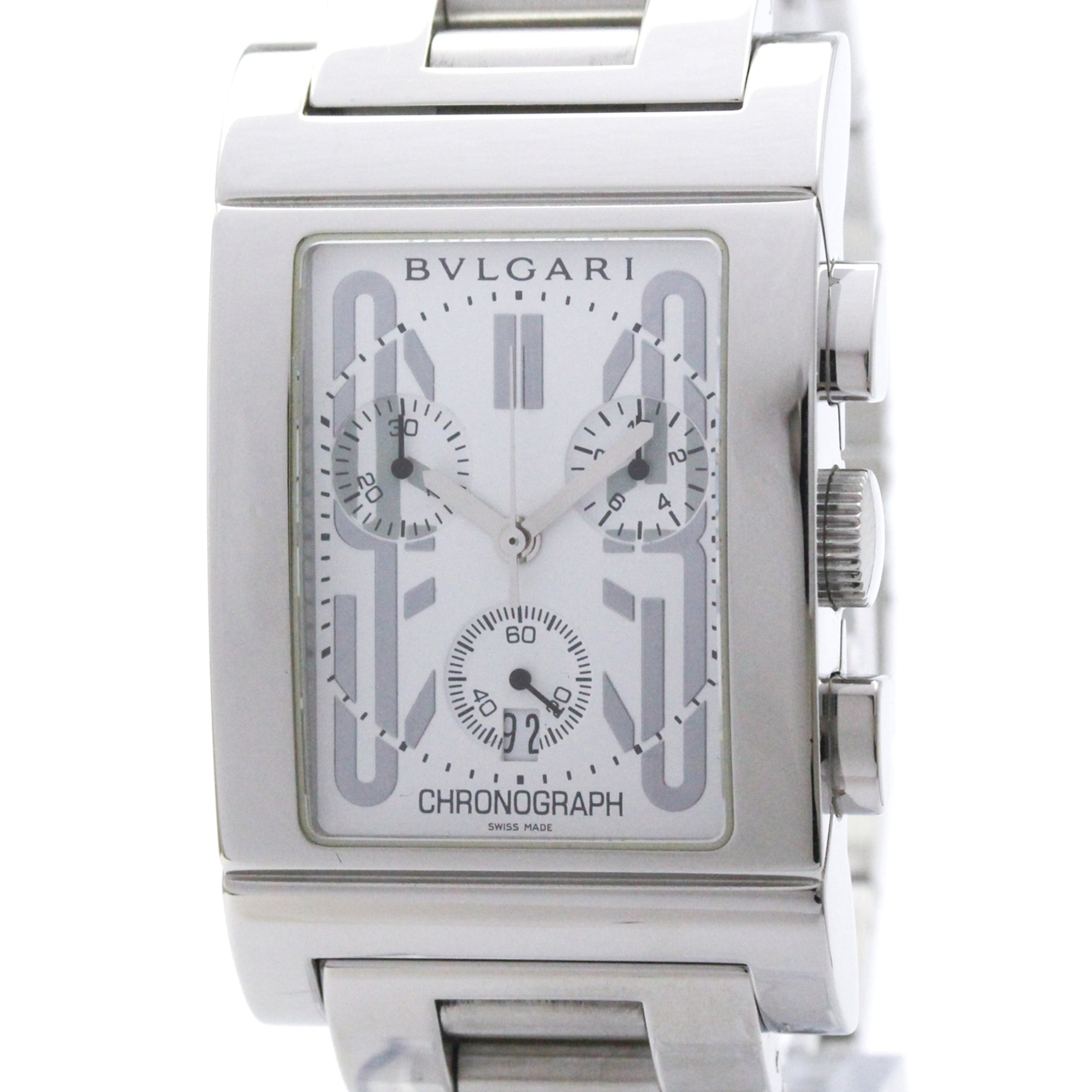 Bvlgari Bvlgari Rettangolo Chronograph Quartz Stainless Steel Watch (Pre-Owned)
