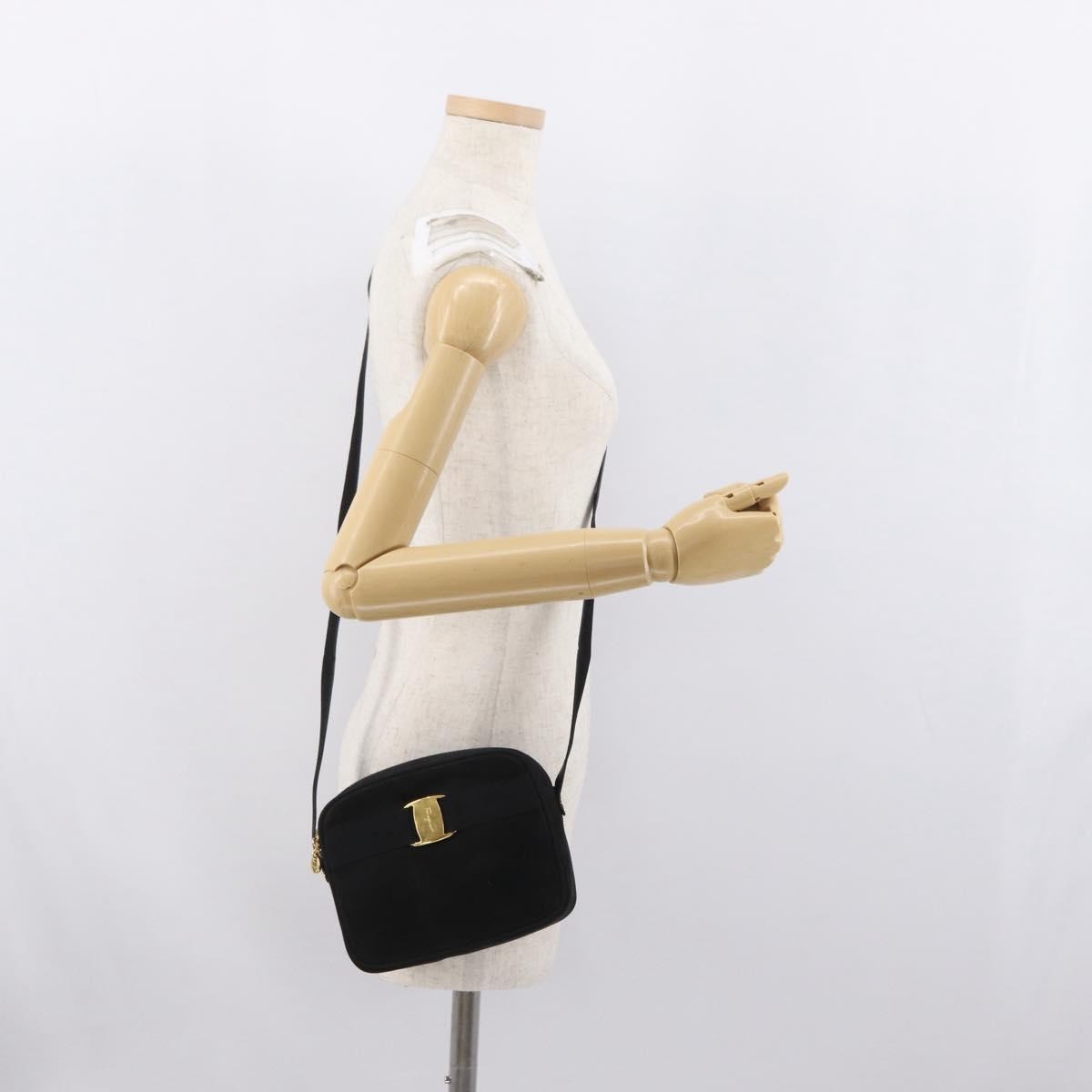 Salvatore Ferragamo Vala Clutch Suede Black Suede Clutche & Pouche Bag (Pre-Owned)