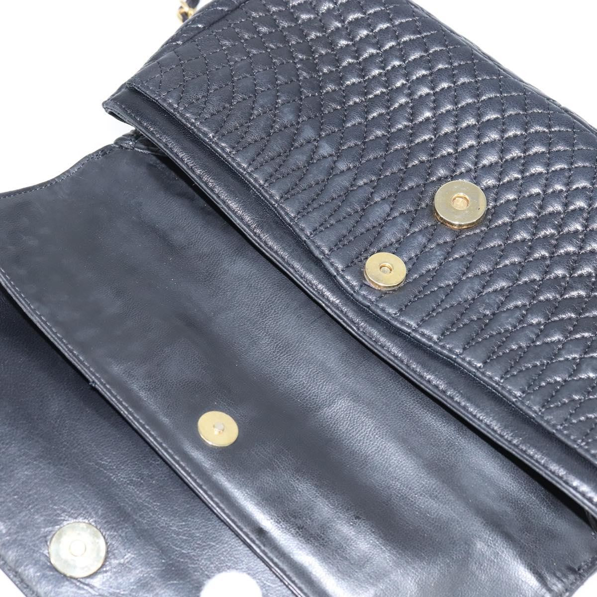Bally Vintage Chain Quilted Leather Black Leather Shoulder Bag Bag (Pre-Owned)