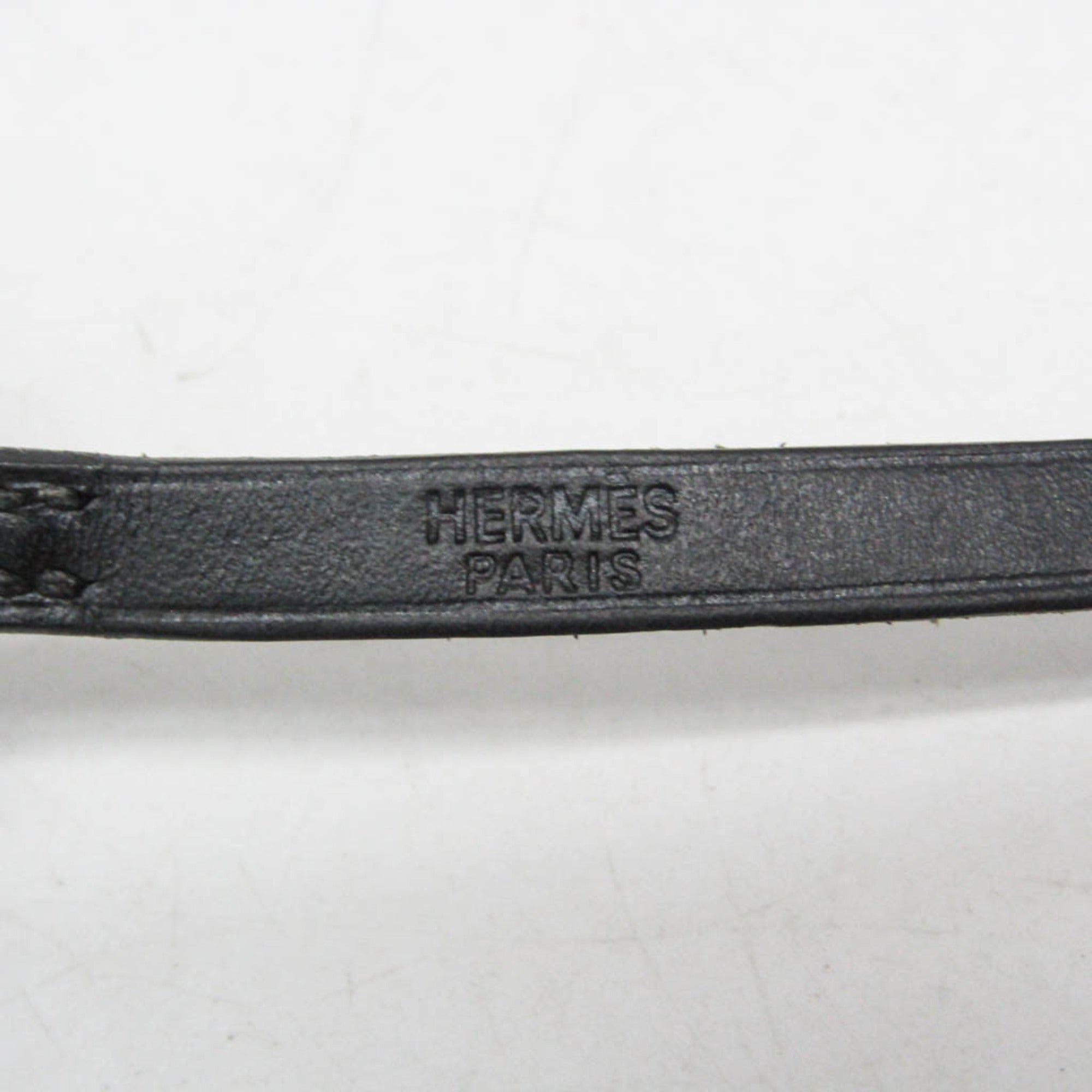 Hermes Buckle Double Tour Leather Black Leather Bracelet Jewelry (Pre-Owned)