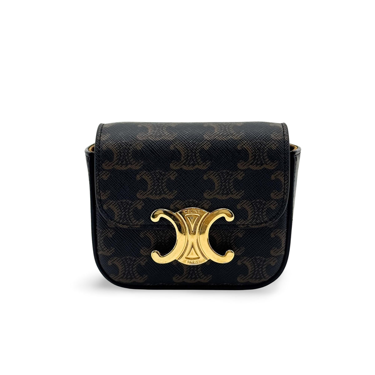 Celine Triomphe Triomphe Coated Canvas Black Canvas Shoulder Bag Bag (Pre-Owned)