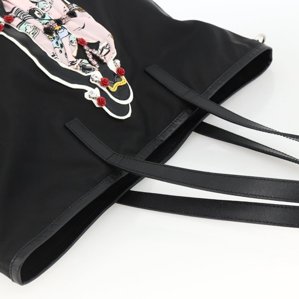 Prada Zip Tote Tessuto Black Nylon Tote Bag Bag (Pre-Owned)