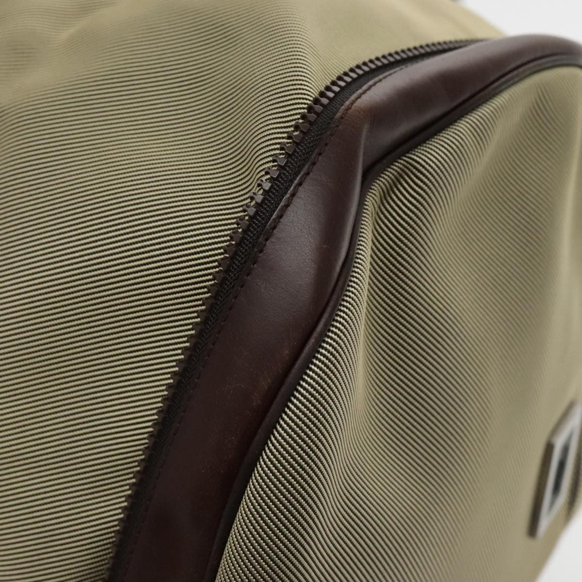 Salvatore Ferragamo Boston Leather Beige Canvas Handbag (Pre-Owned)