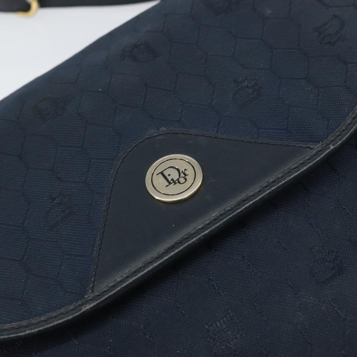 Christian Dior Vintage Honeycomb Canvas Navy Canvas Shoulder Bag Bag (Pre-Owned)