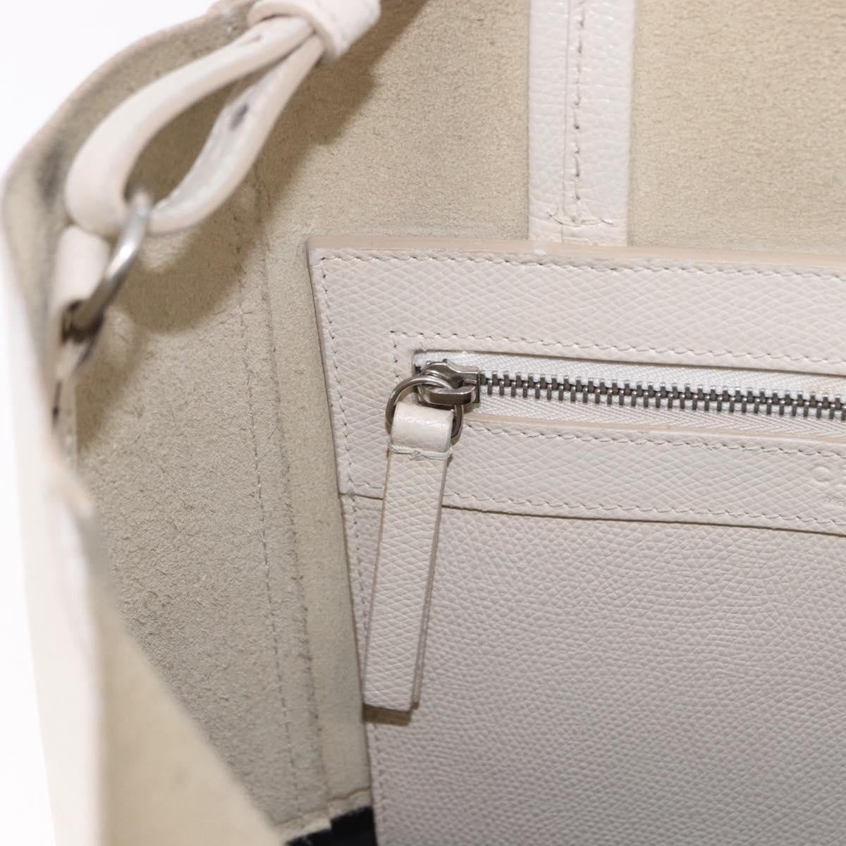 Celine Vertical Bi-Cabas Tote Leather White Leather Tote Bag Bag (Pre-Owned)