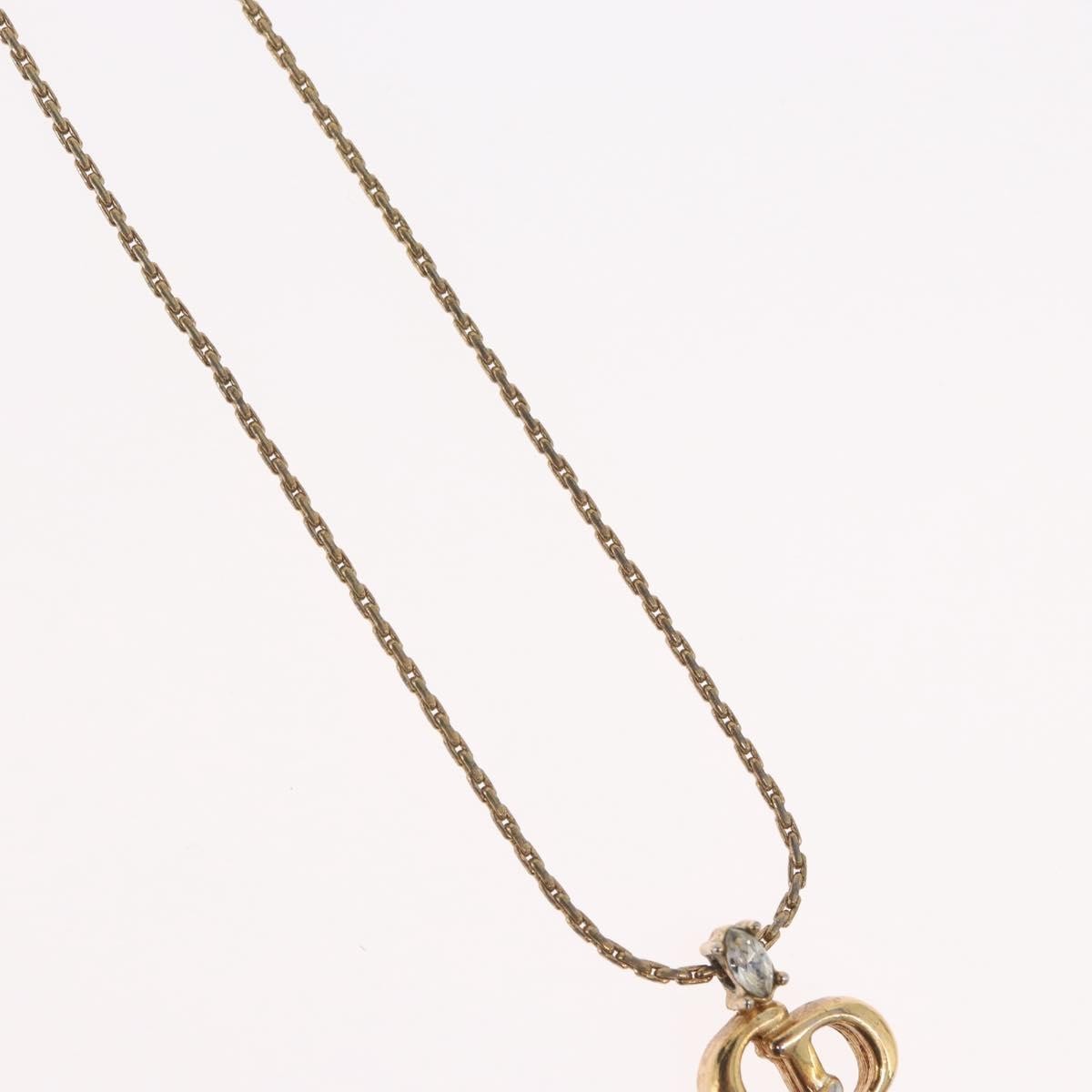 Christian Dior Cd Pendant Metal And Crystals Gold Metal Necklace Jewelry (Pre-Owned)