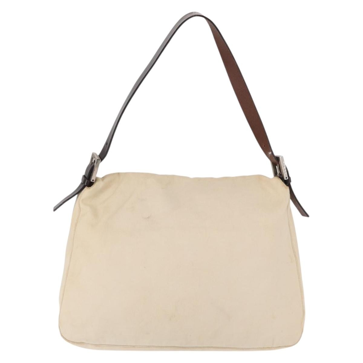 Fendi Fendi Mamma Baguette Monogram Beige Canvas Handbag (Pre-Owned)