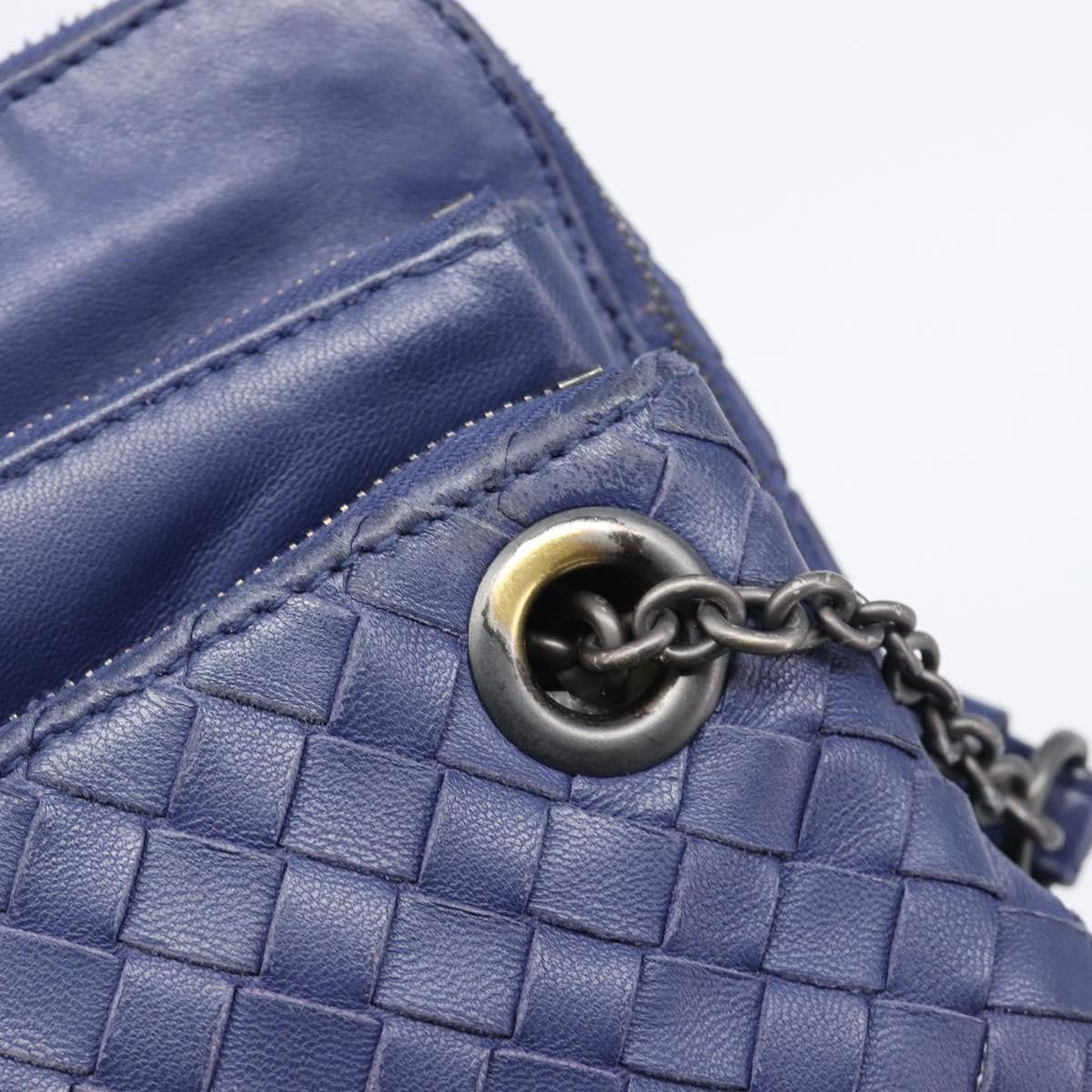 Bottega Veneta Compartment Chain Intrecciato Nappa Blue Leather Shoulder Bag Bag (Pre-Owned)