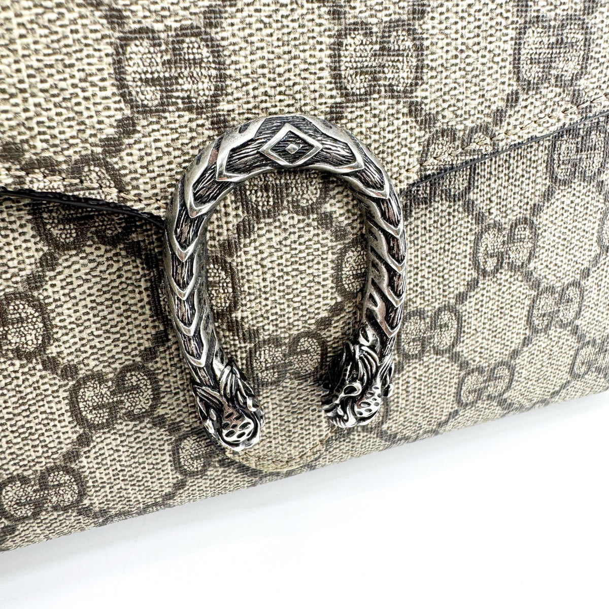 Gucci Dionysus Wristlet Clutch Gg Coated Canvas With Leather Brown Canvas Clutche & Pouche Bag (Pre-Owned)