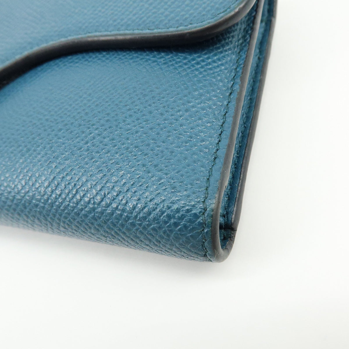 Christian Dior Saddle Flap Leather Blue Leather Wallets Accessory (Pre-Owned)