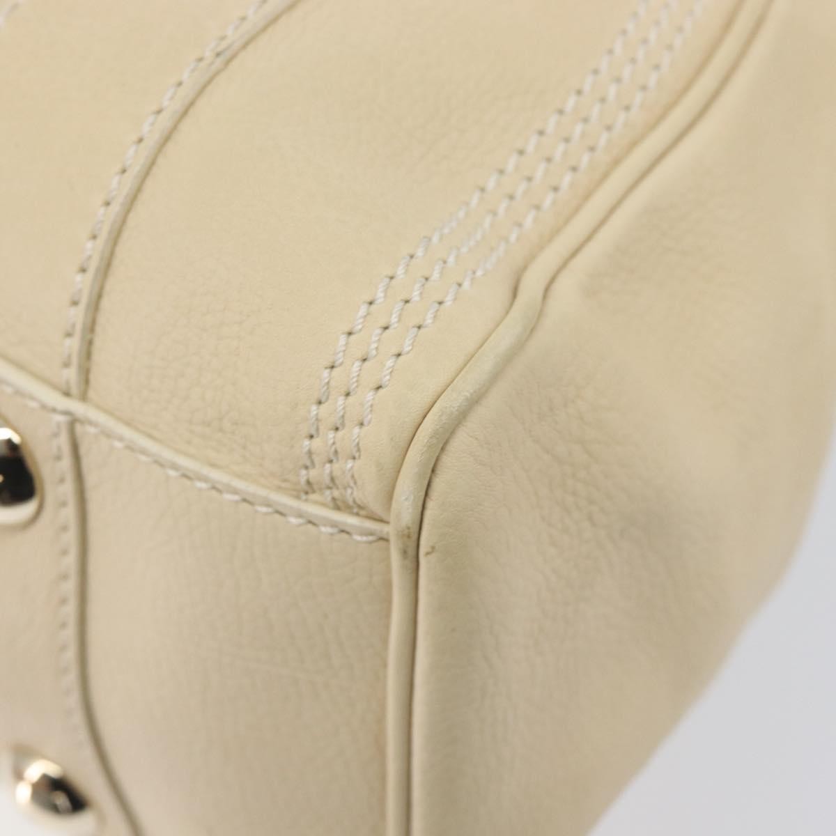 Celine Vintage Kisslock Frame Leather Beige Leather Handbag (Pre-Owned)
