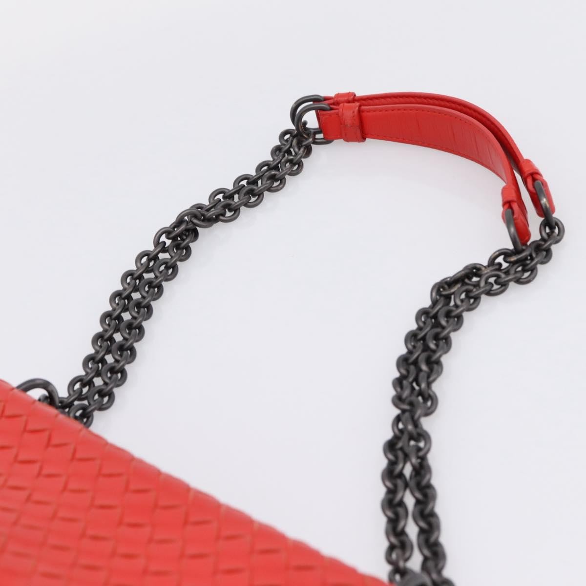 Bottega Veneta Olimpia Intrecciato Nappa Red Leather Shoulder Bag Bag (Pre-Owned)