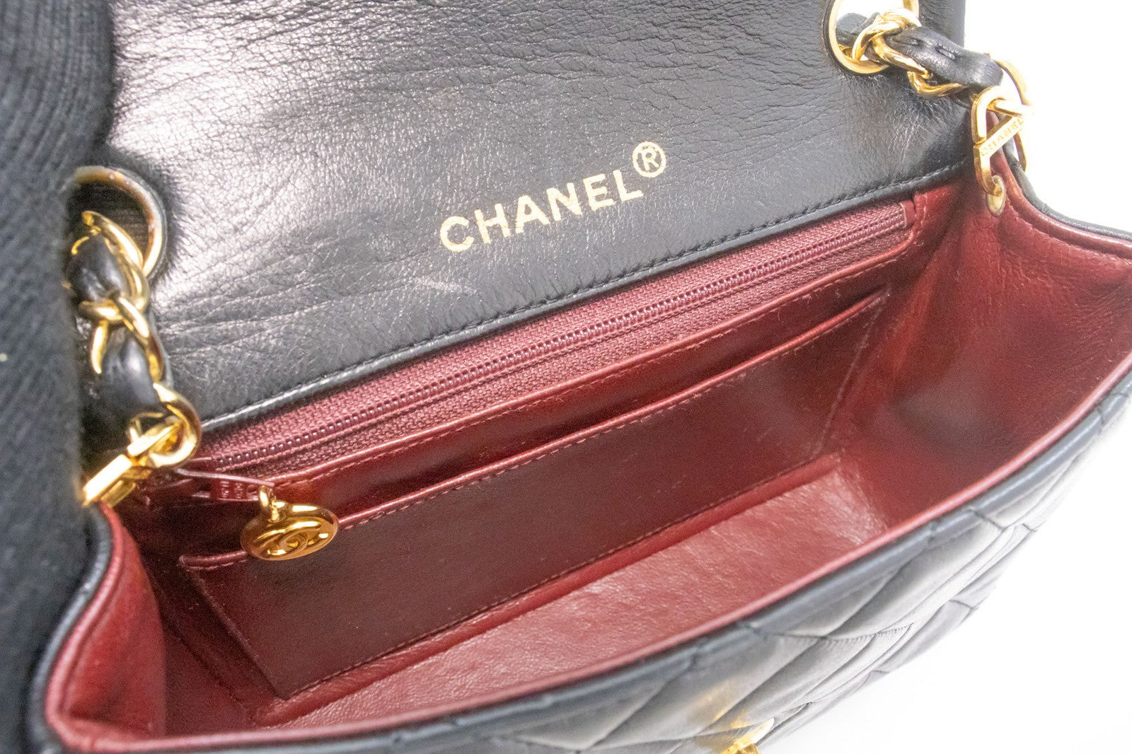 Chanel Vintage Square Classic Flap Quilted Lambskin Black Leather Shoulder Bag Bag (Pre-Owned)