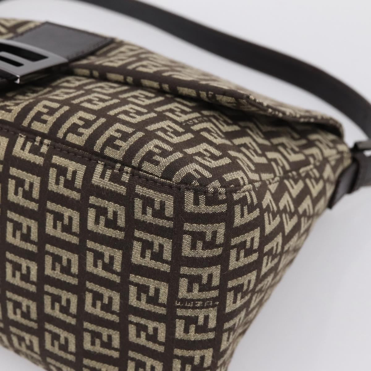 Fendi Mamma Baguette Zucchino Canvas Brown Canvas Shoulder Bag Bag (Pre-Owned)