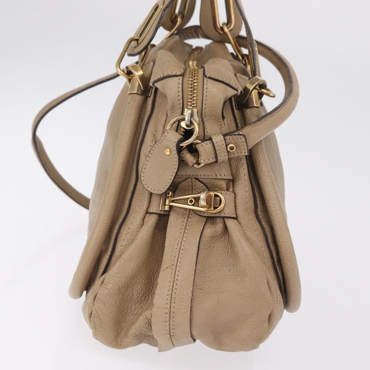Chloe Paraty Top Handle Leather Beige Leather Handbag (Pre-Owned)
