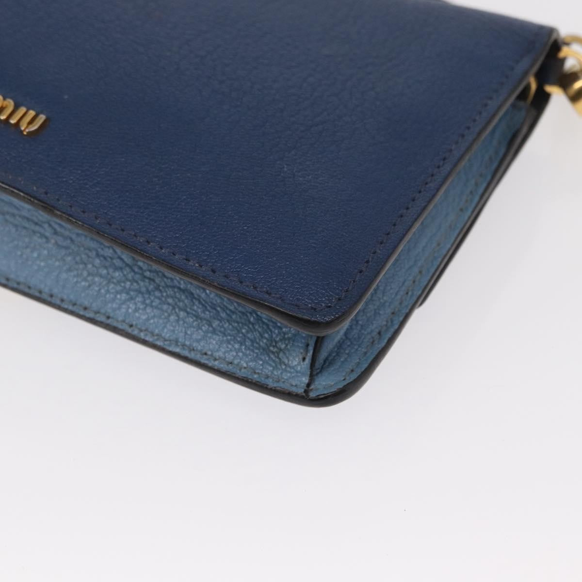 Miu Miu Shoulder Leather Blue Leather Shoulder Bag Bag (Pre-Owned)