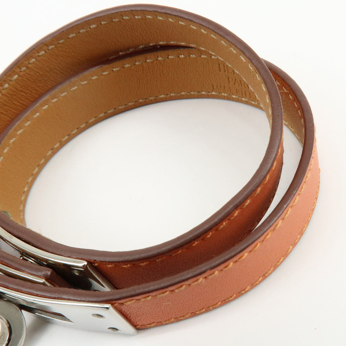 Hermes Kelly Double Tour Leather Orange Leather Bracelet Jewelry (Pre-Owned)