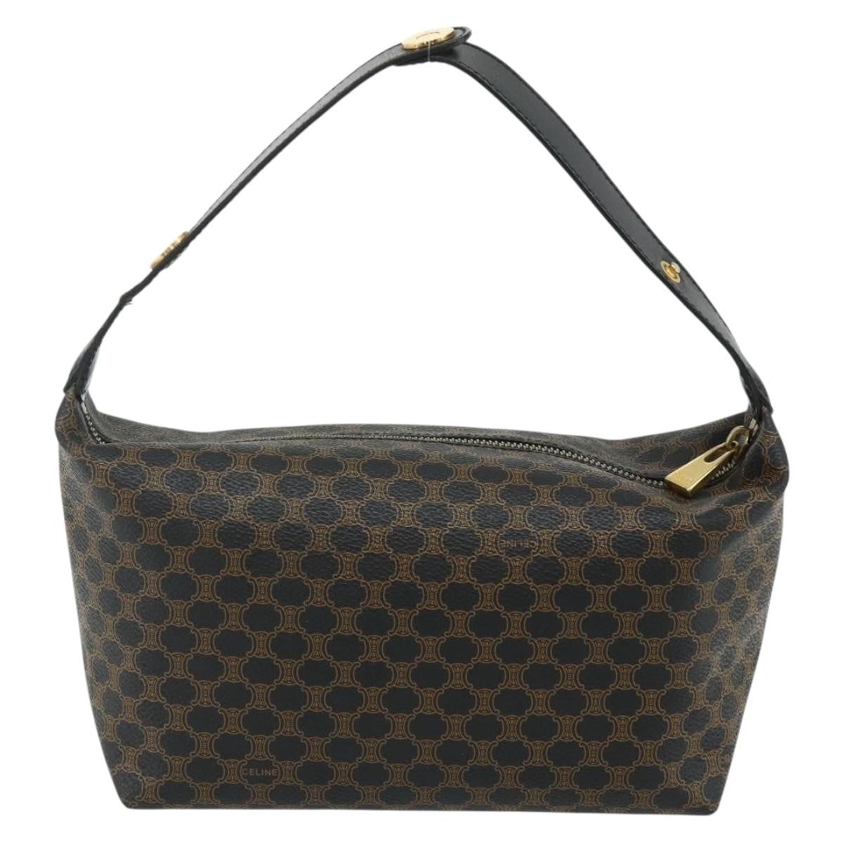 Celine Vintage Macadam Macadam Canva  Vinyl Black Canvas Handbag (Pre-Owned)