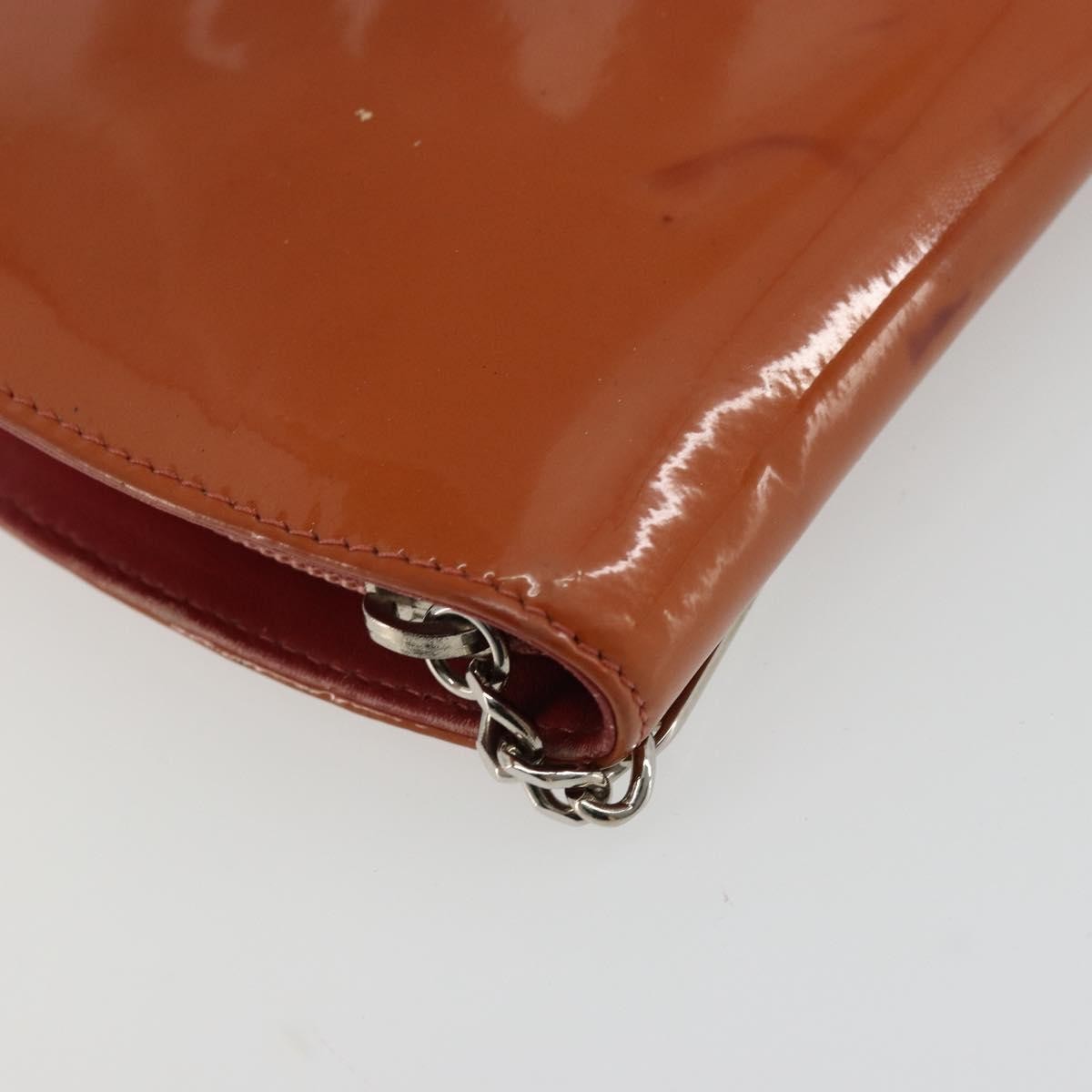 Chanel Cc Logo Zip Around Patent Orange Patent_Leather Wallets Accessory (Pre-Owned)