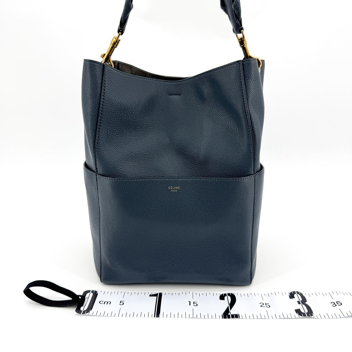 Celine Sangle Seau Calfskin Navy Leather Handbag (Pre-Owned)