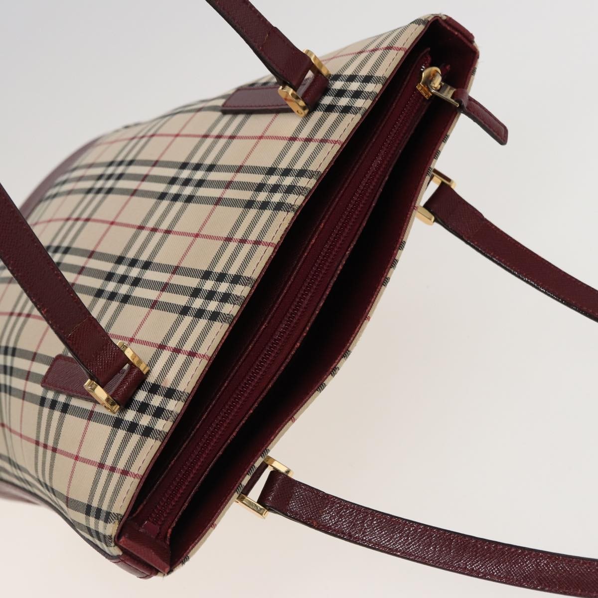 Burberry Nova Check Tote Canvas And Leather Beige Canvas Tote Bag Bag (Pre-Owned)
