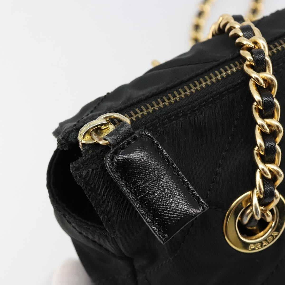 Prada Re-Edition 1995 Chain Quilted Tessuto Black Nylon Shoulder Bag Bag (Pre-Owned)
