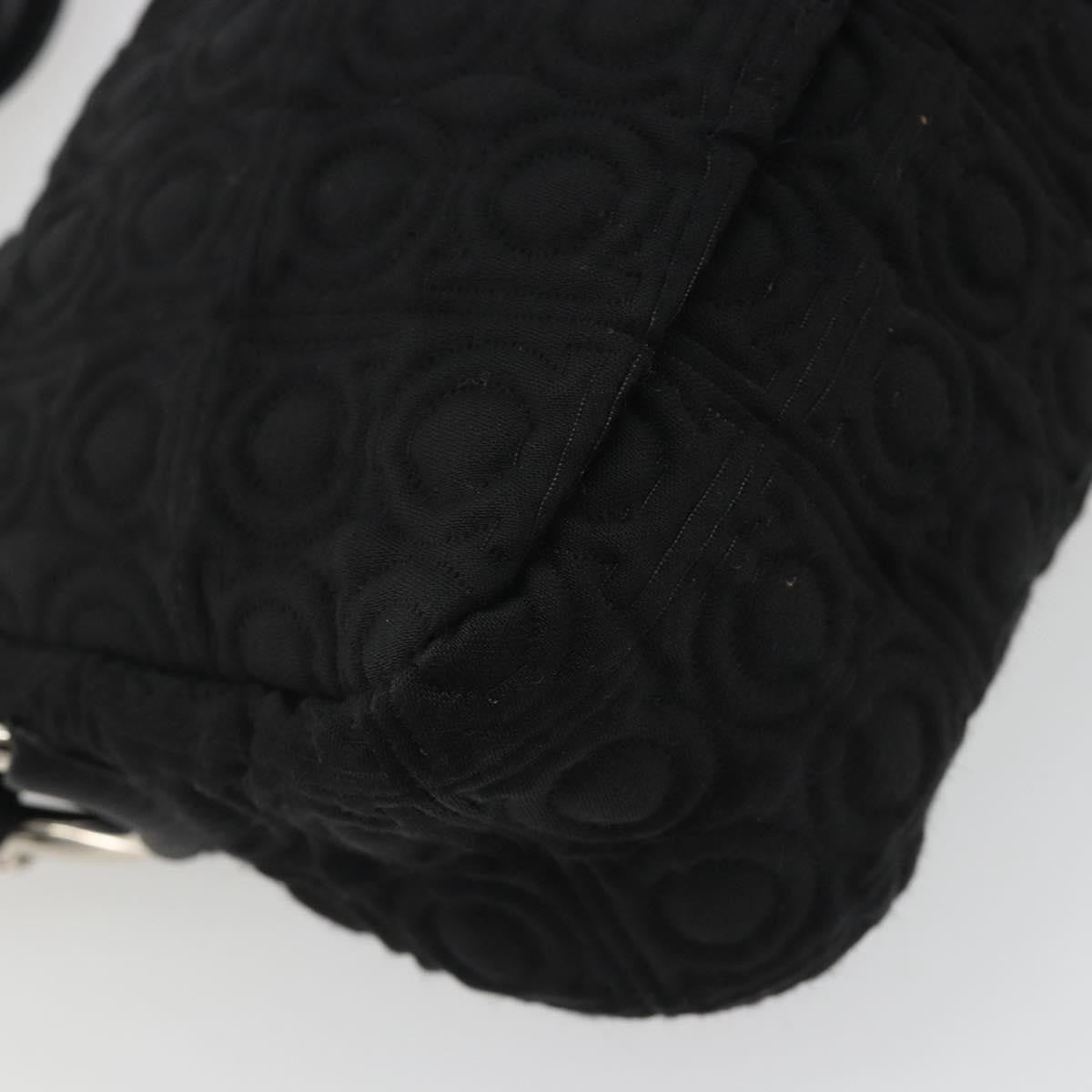 Salvatore Ferragamo Gancini Hobo Leather Black Cotton Handbag (Pre-Owned)