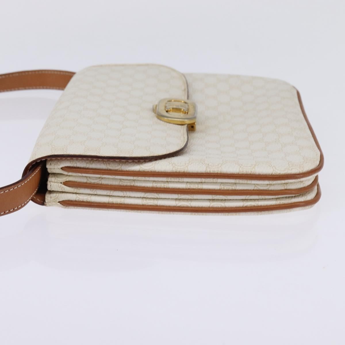 Celine Macadam Shoulder Pvc Leather White Canvas Bag (Pre-Owned)