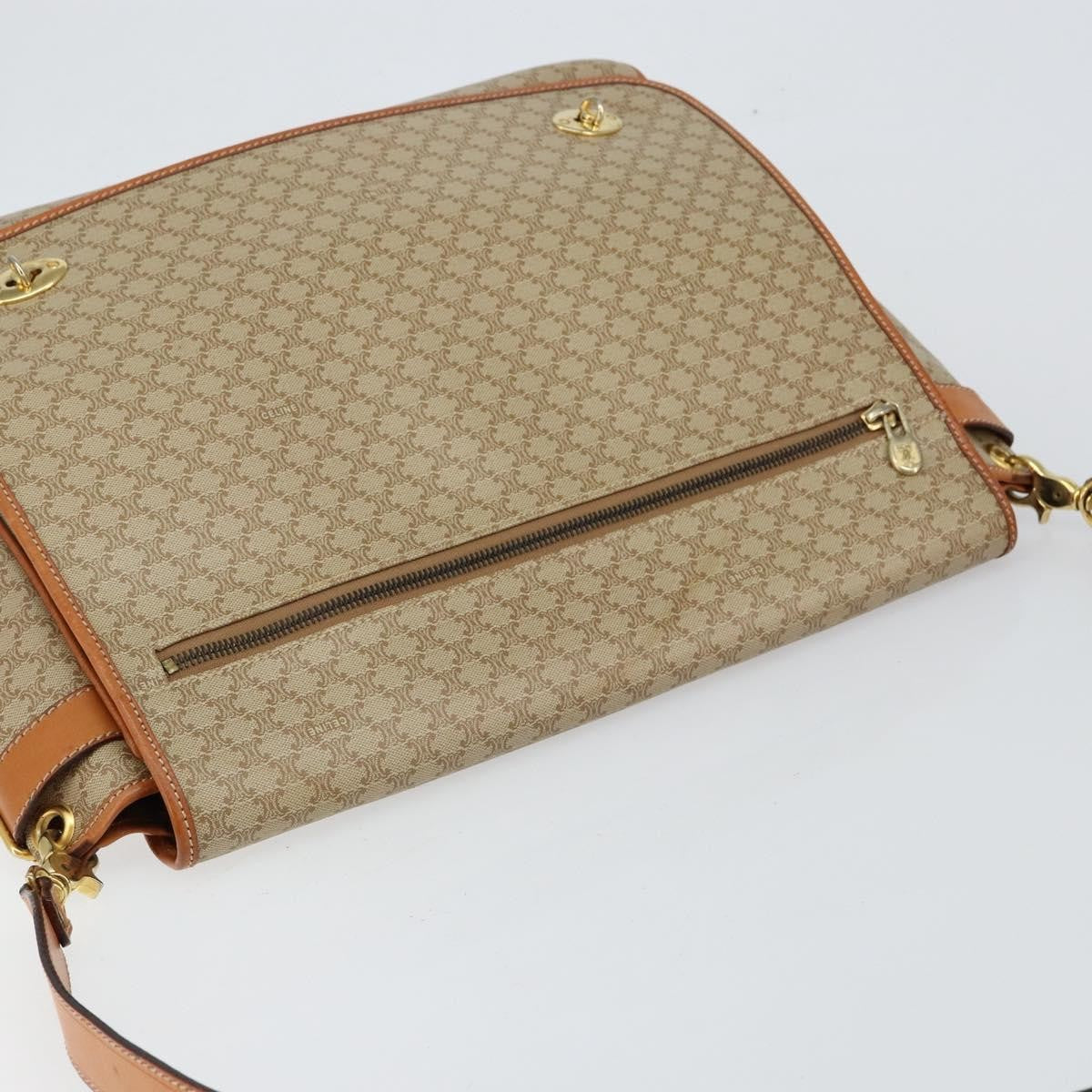 Celine Macadam Shoulder Pvc Leather Beige Canvas Bag (Pre-Owned)