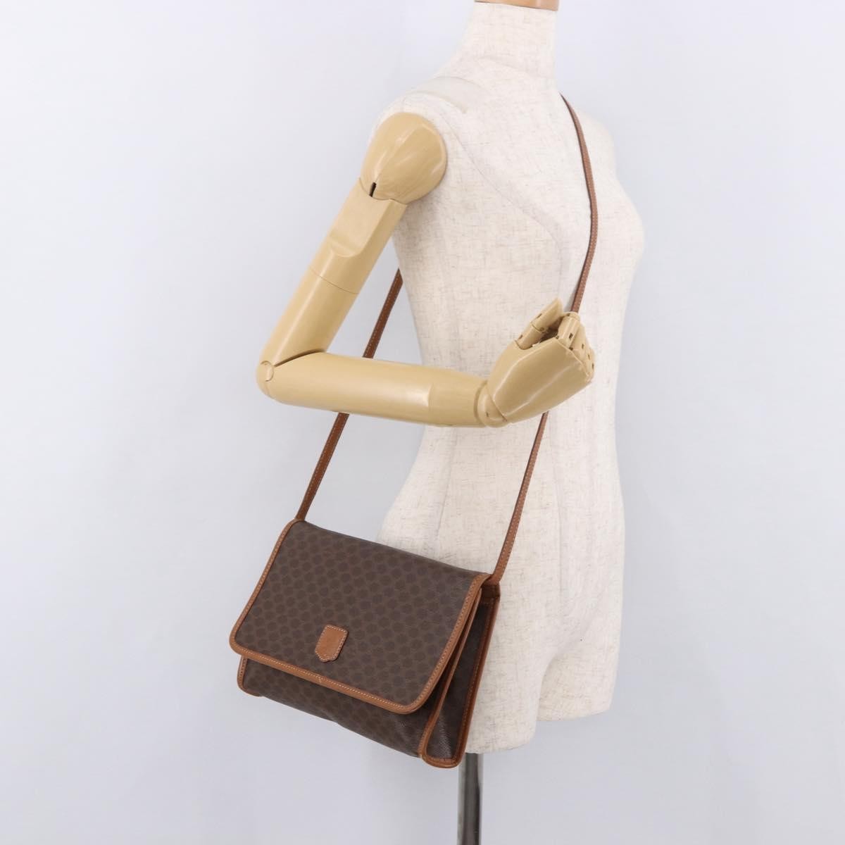 Celine Vintage Macadam Canvas And Leather Brown Canvas Shoulder Bag Bag (Pre-Owned)