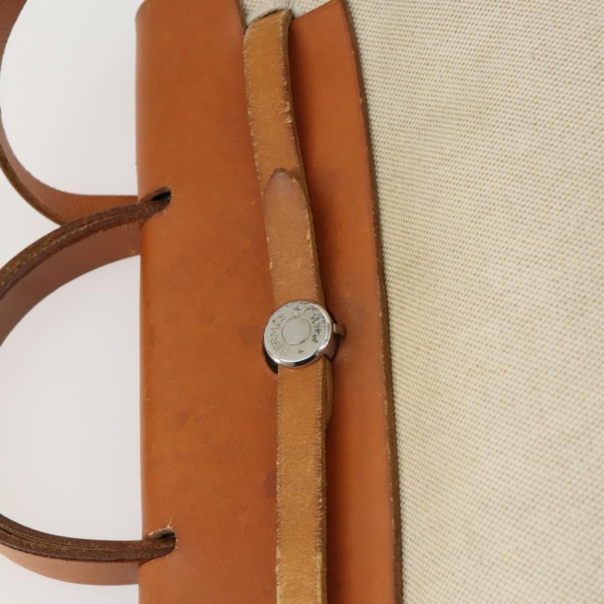 Hermes Herbag A Dos Toile Beige Canvas Backpack Bag (Pre-Owned)