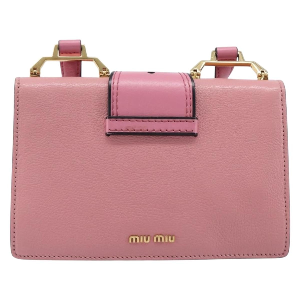 Miu Miu Madras Crystal Flap Leather Pink Leather Crossbody Bag Bag (Pre-Owned)