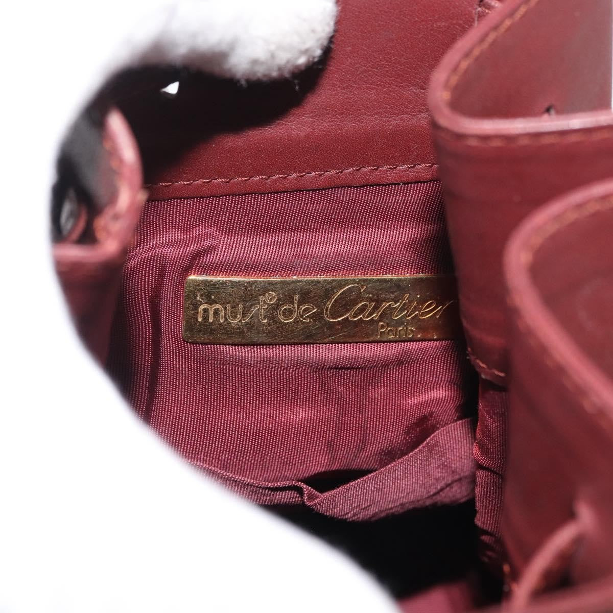 Cartier Must De Cartier Leather Burgundy Leather Shoulder Bag Bag (Pre-Owned)