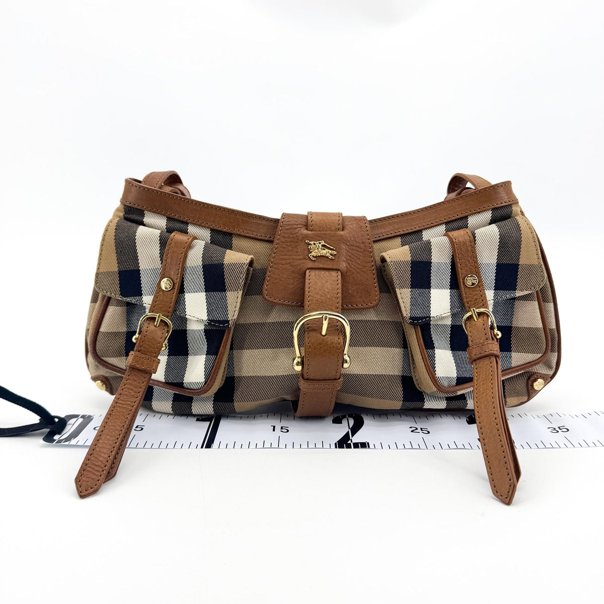 Burberry Shoulder Bag Nova Check Coated Canvas Black Canvas Shoulder Bag Bag (Pre-Owned)