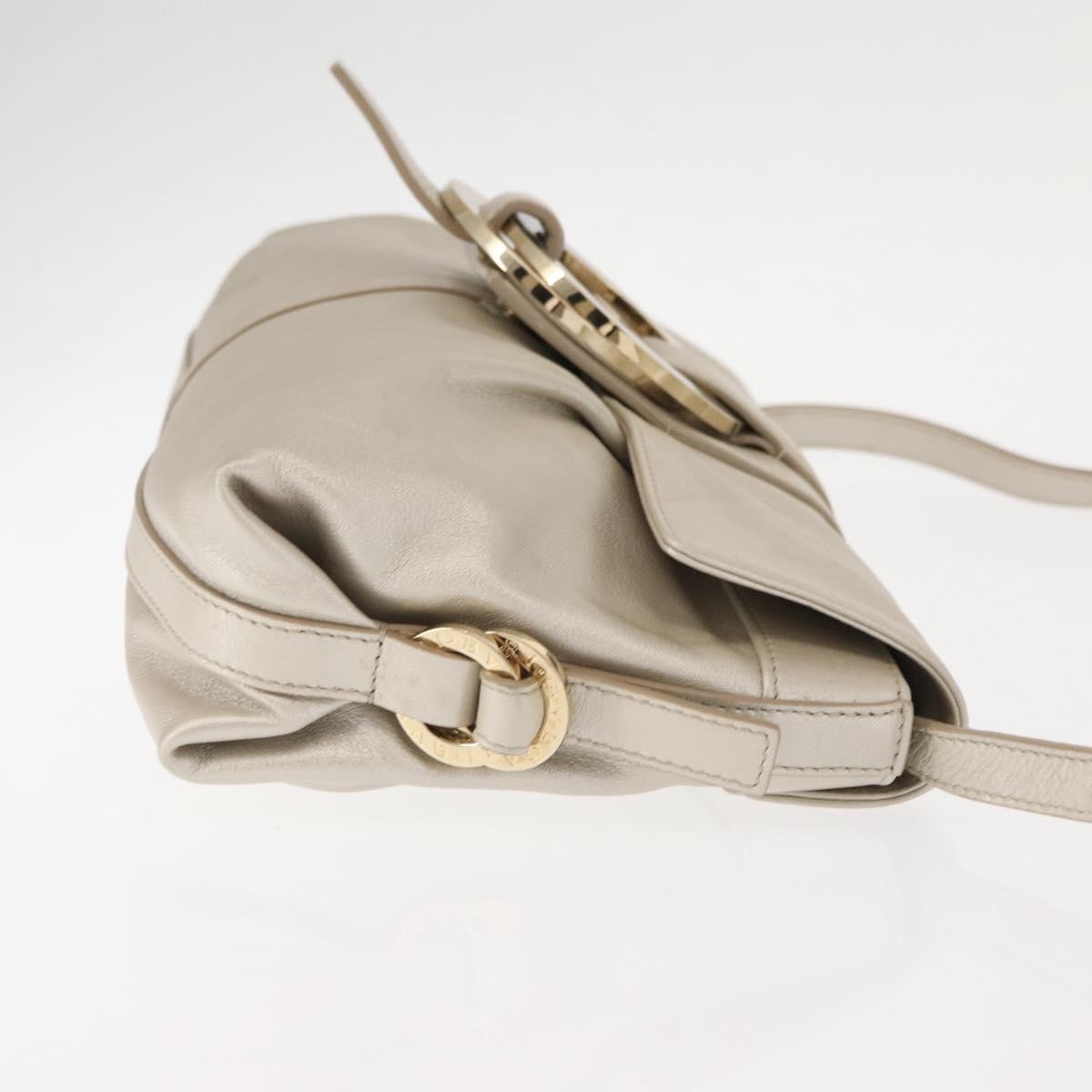 Bvlgari Chandra Flap Leather Silver Leather Bag (Pre-Owned)