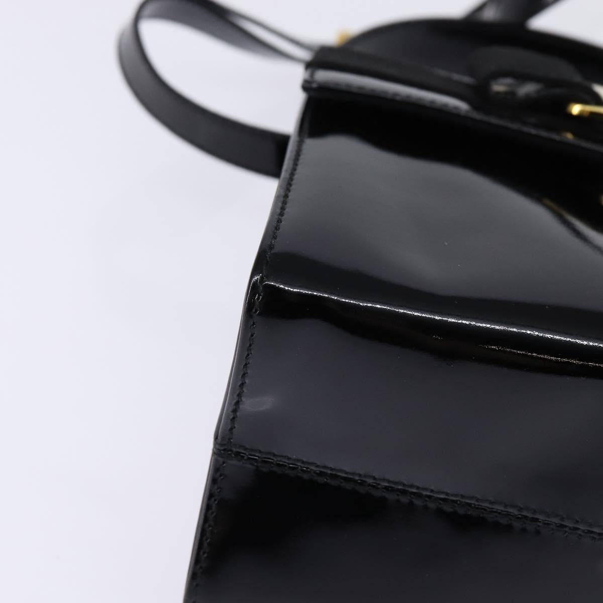 Salvatore Ferragamo Vintage Vara Bow Top Handle Patent Leather Black Patent_Leather Handbag (Pre-Owned)