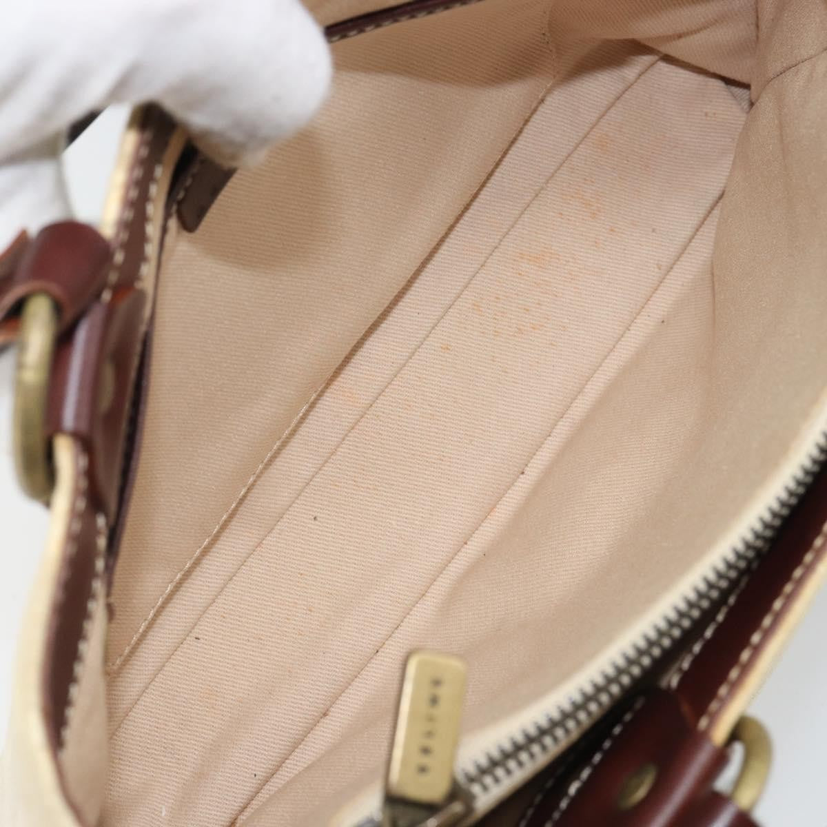 Celine Vintage Macadam Canvas And Leather Beige Canvas Handbag (Pre-Owned)