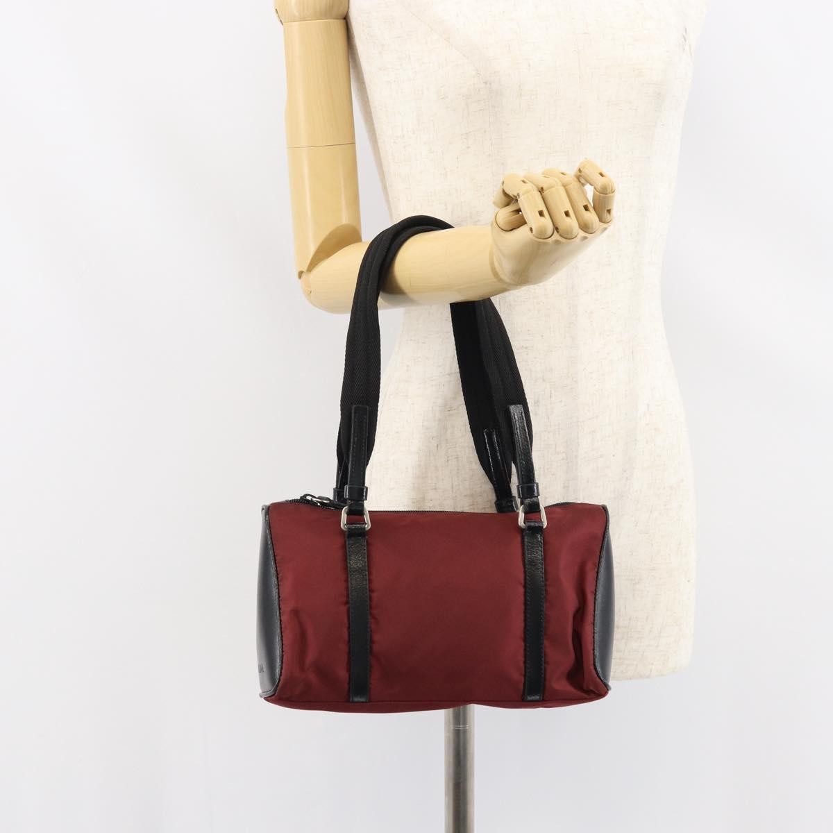Prada Vintage Zip Tessuto Burgundy Nylon Handbag (Pre-Owned)