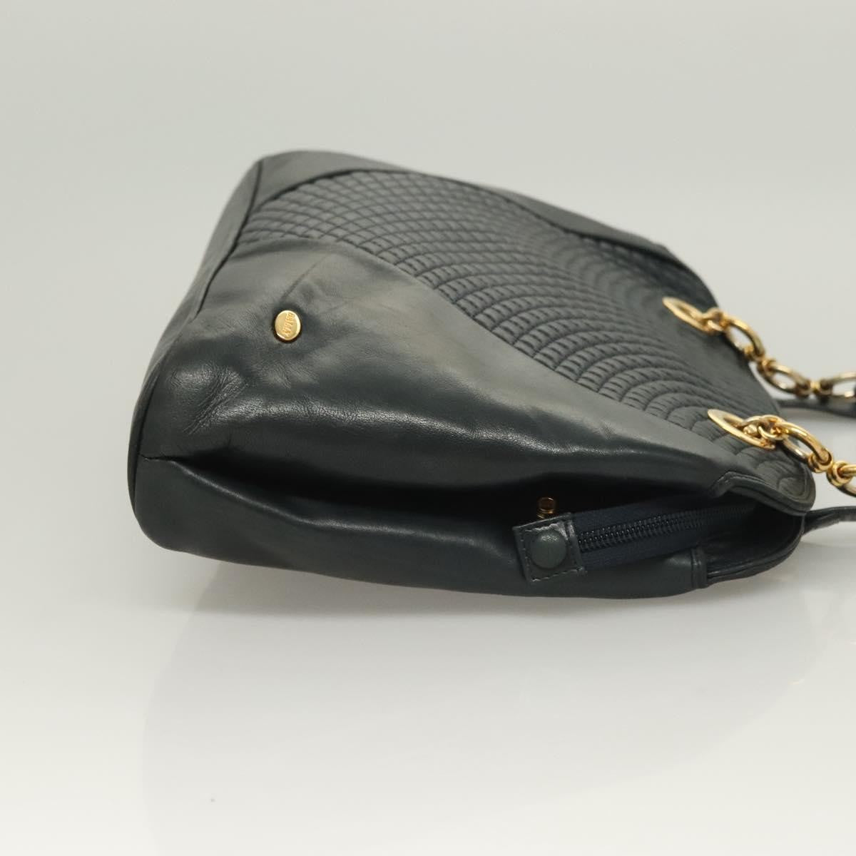Bally Vintage Quilted Leather Black Leather Handbag (Pre-Owned)
