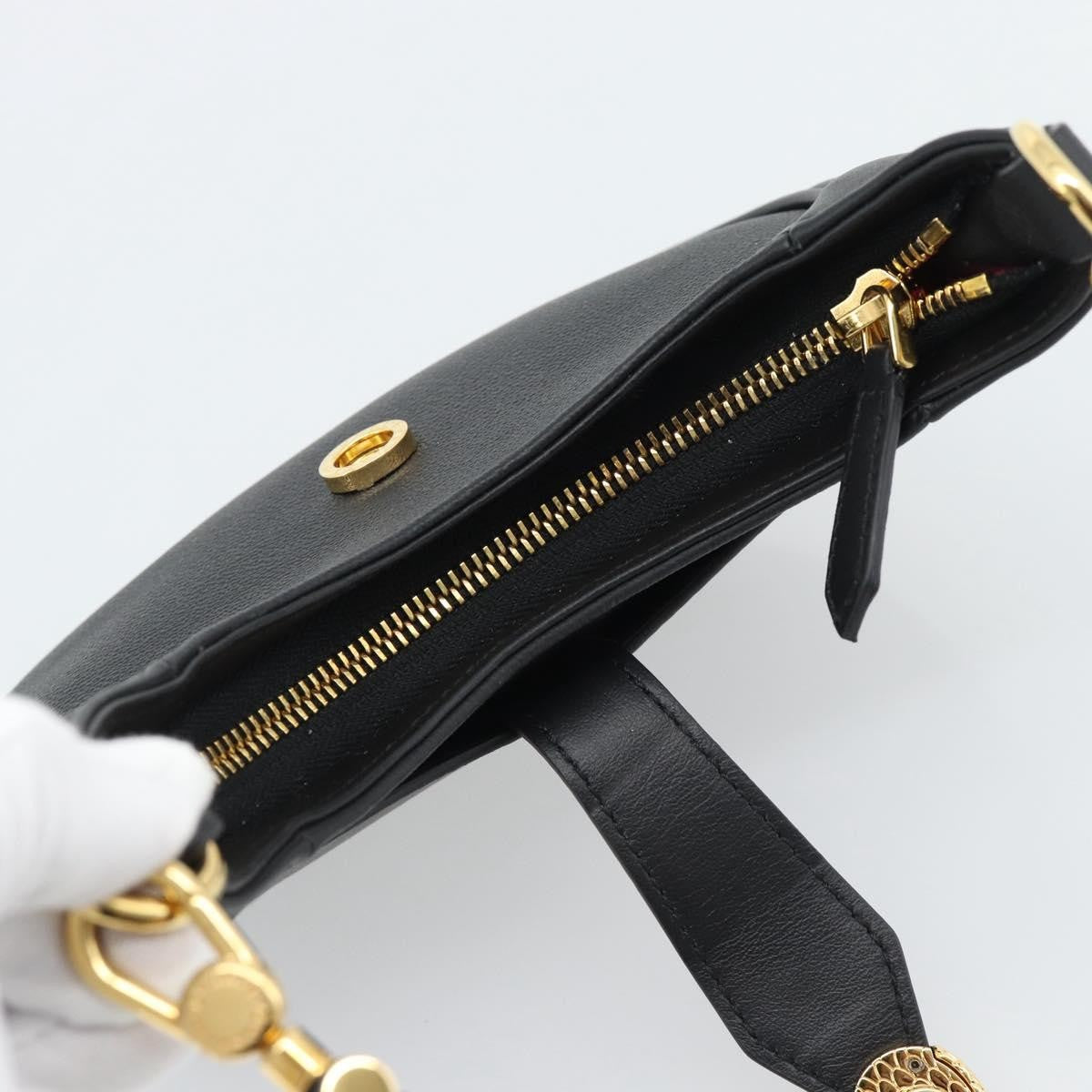 Bvlgari Serpenti Ellipse Leather Black Leather Shoulder Bag Bag (Pre-Owned)